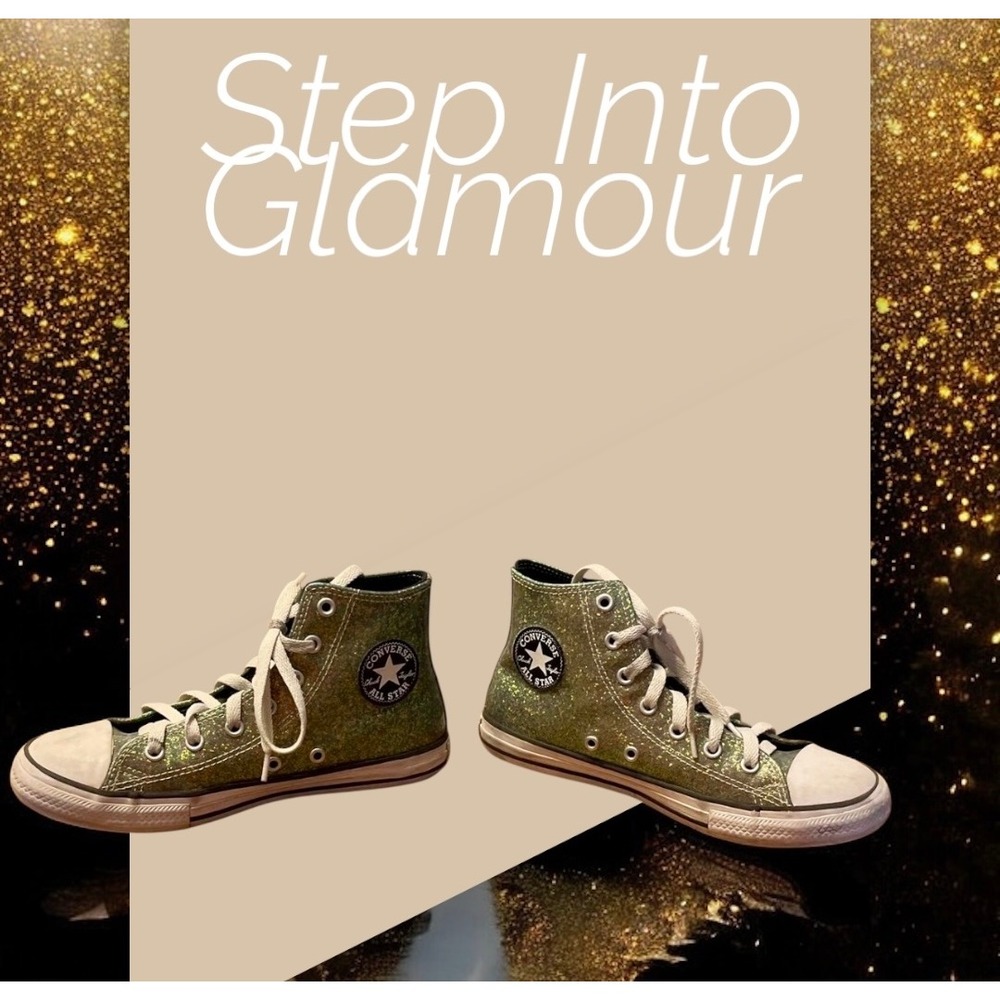 Converse All Star High Top Glitter Sneakers‎ Sparkle Shoes, Size 3